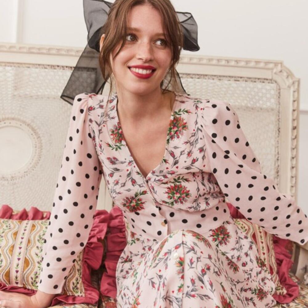 CATH KIDSTON Forever Button-Through Tea Maxi Dress Pale Pink Floral Sz 12 {3Q7} - Picture 2 of 10